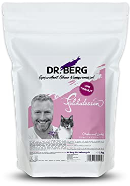 Dr. Berg FELIKATESSEN Huhn & Lachs - Getreidefreies, hypoallergenes Katzenfutter - Trockenfutter für Katzen Aller Altersstufen - extra verträglich und lecker durch natürliche Zutaten (1 kg)