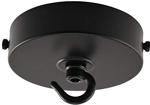 ElekTek Platt takrosett diameter 100 mm med fäste och krok. Perfekt för taklampor och ljuskronor. Metall- och pulverbeläggningar nattsvart