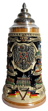 KING Boccale da Birra tedesco con un coperchio de estagno, Panorama della Germania, 1 litro