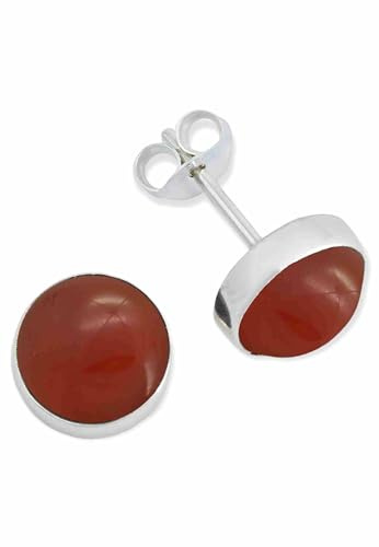 Ohrstecker 925 Silber Karneol orange roter Stein Edelstein Ohrringe echt Silber Damen Sterling Silber Stecker Geschenk(MOS-059-16)