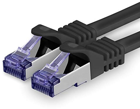 1aTTack.de Câble Réseau CAT7 CAT 7 10 Gigabit - 1x 20m - RJ45 Ethernet LAN DSL Routeur Modem - Noir