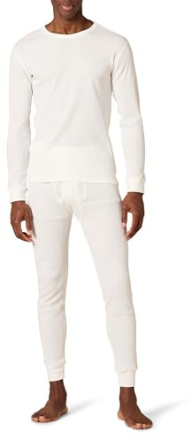Amazon Essentials Men's Slim Fit Thermal Long Johns Underwear Set, Breathable Waffle Knit for Cold Weather Wear, White, Small
