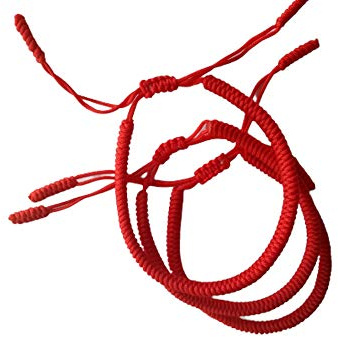 EXINOX tibetanskt andligt armband: Man kvinna: Handgjorda armband: Traditionell buddhistisk knut. (Röd förpackning 3 enheter), Bomull