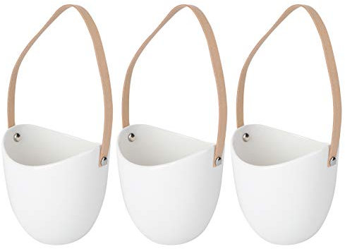 BESTonZON 3 Pezzi in Ceramica Fioriera Appesa Pianta Fiore Appeso Succulente Cactus Vasi da Giardino Decor per Balcone Giardino Decorazione della Casa