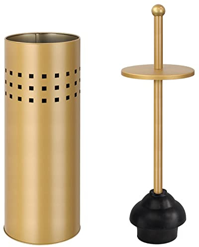 Blue Donuts Toilet Plunger with Holder for Bathroom, Multi Drain Suitable Also for Bathtubs, Quick Dry, Gold