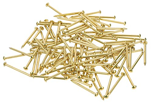 YPLonon 150g Wood Nails Gold Wall Pins Approx 570Pcs Brass Pin Tacks for Wood Wall 20MM Round Head Panel Nails Gold Nail Tacks for Woodworking Wall Hanging