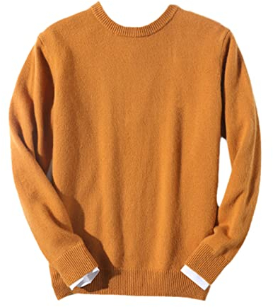 100 % Kaschmir-Pullover für Herren, alltäglich, warm, All-Match-Strickpullover, Jersey, gelb, Groß