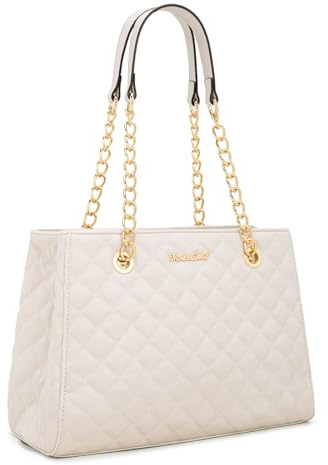 Montana West Tote Bag for Women Quilted Chain Handbags Shoulder Purse White Gift MWC-040BG