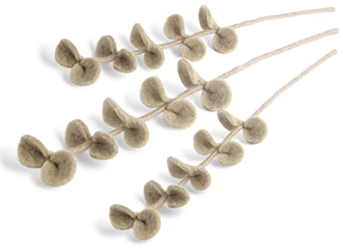 Gry & SIF künstliche Eukalyptus Zweige, Flexibler Stiel, Dekozweige aus Filz, künstliche Pflanze, Blumenstrauß binden, Hochzeiten, DIY-Projekte, Handmade, Fairtrade | 30cm, 3X Salbei