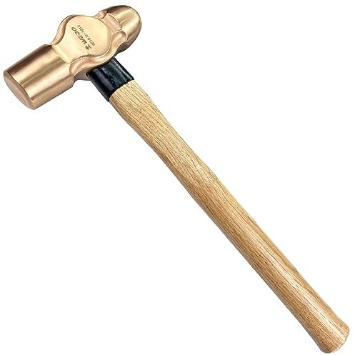 WEDO Kugel Pein Hammer,Nicht funkelnd Schlosserhammer mit Holzgriff,Kopfgewicht 230g,Berylliumkupfer Kopf geschmiedet,Länge 300mm,Kugelhämmer,Nicht magnetisch,BAM- und FM-Zertifikat,DIN Norm