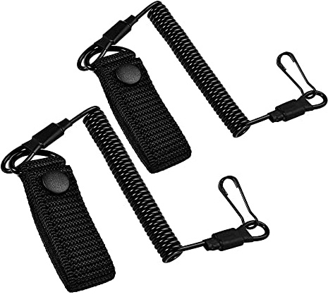 FAZee Cordino elastico tattico anti-smarrimento, corda militare a molla, cinghia di sicurezza, porta pistole, corda per portachiavi, torce, accessori da caccia (2 pezzi)