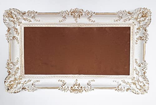 Bildram antik guld silver vit svart rektangulär 97 x 57 foto spegelram tavla barockram 73 x 33 cm Prunk ram 3074 bildram (vit-guld)