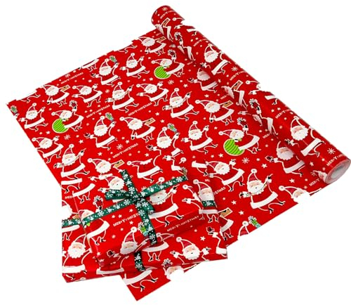 43 cm x 15 m Weihnachts-Geschenkpapierrolle, Weihnachtsmann Geschenkpapier,Perfekt für Weihnachten Neujahr Festival Party Dekorationen (43 cm x 15 m)
