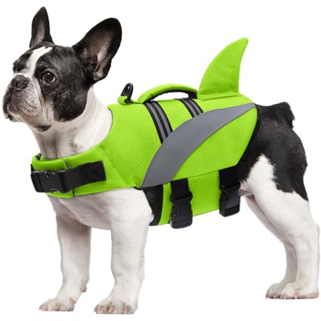 Oslueidy Chaleco Salvavidas para Perros Chaleco Salvavidas para Tiburones de Alta Flotabilidad Chaleco Salvavidas para Perros Chaleco de Seguridad para Mascotas Bote de Natación Bañador