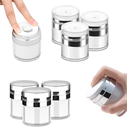 Esmula Lot de 6 distributeurs à Pompe sans air, récipients cosmétiques sous Vide Rechargeables de 30 ML, Distributeur de Lotion Rechargeable avec Couvercle pour Voyage et Usage Domestique