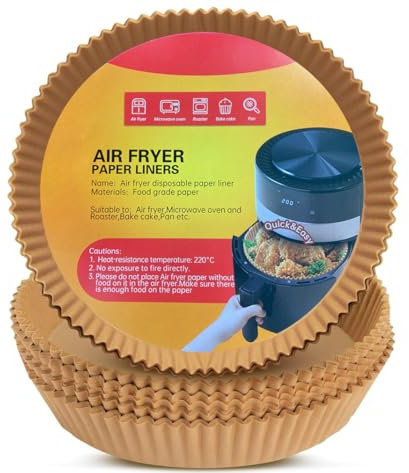 Onluckdeer 130PCS Air Fryer Disposable Paper Liner, Food Grade Parchment Paper Liners, Non-Stick Baking Paper for Ninja, Air Fryer Accessories (Round 6.3in - 130pcs)