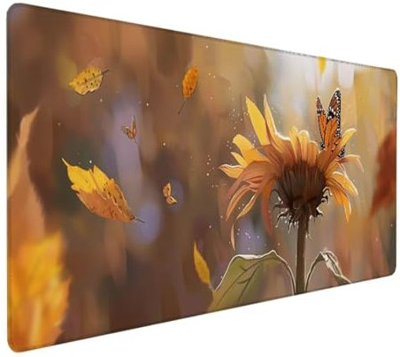 Mauspad XXL, Gaming Mauspad 700x300x3 mm, Großes Mauspad mit Genähten Kanten, Rutschfeste Desk Mat, Verlängertes großes Mauspad Schreibtischauflage für Büro und Zuhause Sonnenblume Schmetterling 2 - Y