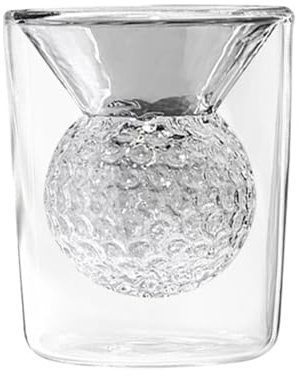 Senermter Verre de golf, verres à whisky avec balle de golf, verres à liqueur transparents à double paroi de 200 ml, verre à whisky de golf pour tequila, whisky, cocktail