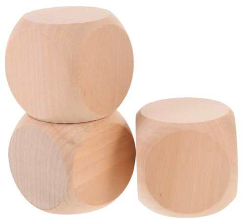 LALAFINA Attività Divertente Per La Famiglia - 3 Dadi in Legno - Dadi Vuoti Per Intagliare E Colorare