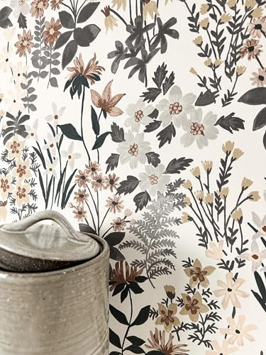 NEWROOM Tapet Vit Grå Vliestapet Blomtapet - Blommig Romantisk 3D Optik Blommor för Vardagsrum Sovrum