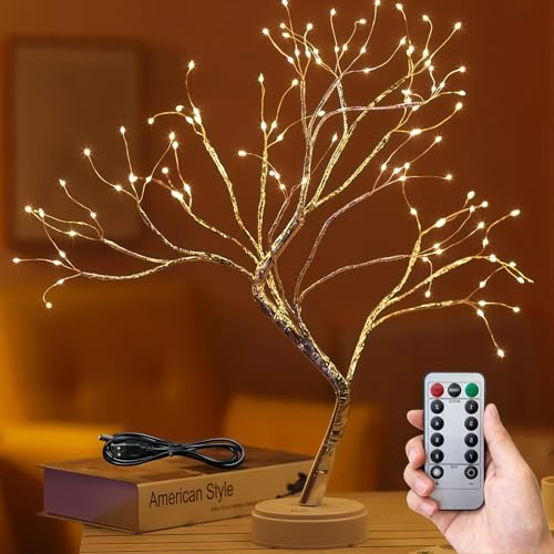 Trädljus, höstdekoration med 24 LED-lampor, 45 cm, för inomhusbruk, höst, skrivbordsdekoration, lönnlöv, varm vit, ljusslinga med löv för tacksägelsedagen och