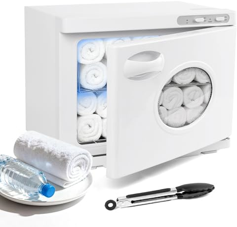 Scaldasalviette da 23 l, con lampada UV, 3 in 1 Towel scaldasalviette elettrico con finestra per spa, massaggi, salone e cura delle unghie, bianco