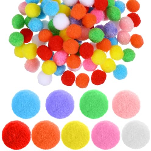 100 Pieces Pom Poms for Crafts, 1.2 Inch Bulk Pompoms for Crafting, Fuzzy Pompom Puff Balls for Christmas DIY Arts, Craft Making Decorations Projects, Home Party Decorations Multicolor