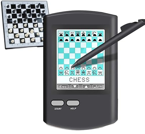 Tablero de ajedrez electrónico de Mano 9 en 1, Tablero Inteligente con Pantalla LCD Grande con lápiz óptico, Juego de computadora de ajedrez de Viaje portátil para Adultos, Regalo para la Familia