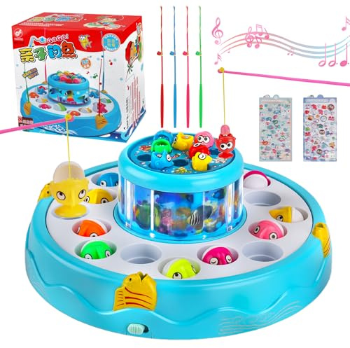 TOSUTO Juguetes Niños 3 Años,Juguetes Montessori Juego de Pesca Magnética con Música y Luces,26 Peces y 4 Cañas,Juguete de Pesca Eléctrico,Juegos Educativos Regalos para Niños/Niñas de 2 3 4 5 Años
