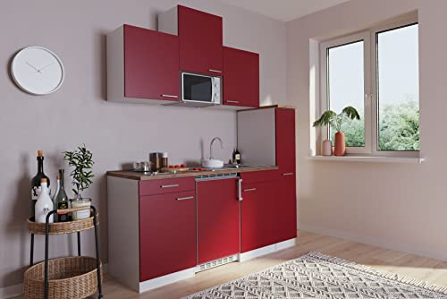 Respekta Luis Küchenzeile, Holzwerkstoff, Rot, 180 cm