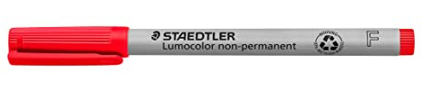 STAEDTLER 316-2 Lumocolor Non-Permanent Pen, Fine Line Width 0.6mm - Red (Box of 10)
