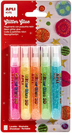 Apli 13224 Colle à paillettes couleurs fluorescentes assorties