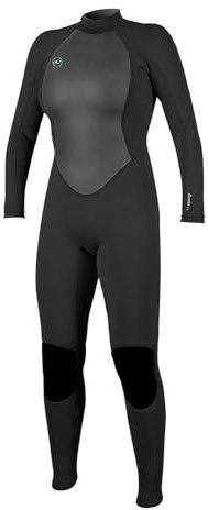 O'Neill Women's Reactor-2 3:2mm Back Zip Full Wetsuit, Lightweight Warmth and Flexibility for All Water Activities, Black/Black, 10