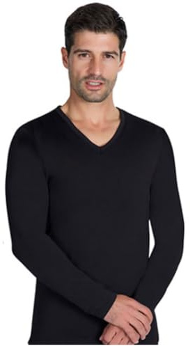 Ysabel Mora - T-Shirt Thermique à Col V à Manches Longues pour Homme, Retention de Chaleur et Confort en Hiver, Technologie Thermique et Ajustement Parfait, Série Hiver