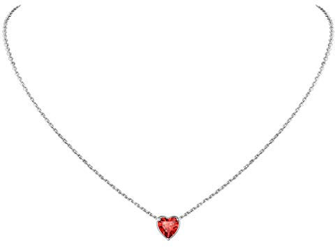 Suplight Collane Argento 925 Donna con Pietra di Nascita Rubino Rosso Collana punto luce donna Ciondolo Cuore Pietra Portafortunna Luglio Confezione Regalo