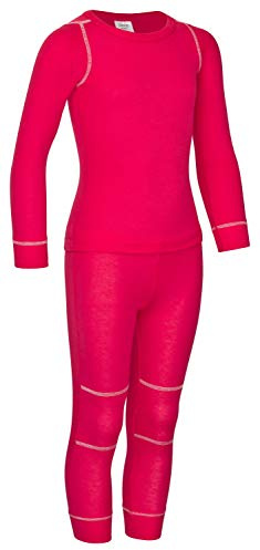 icefeld® - Set di biancheria intima termica, traspirante, per bambini, canottiera e calzamaglia, ÖkoTex100, colore blu, blu navy, rosa o nero, rosa., 98 cm-104 cm