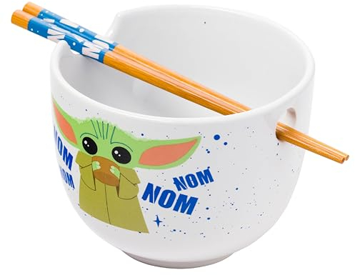 Silver Buffalo Star Wars Mandalorian Nom Child Ramenschale aus Keramik, mit Essstäbchen, 590 ml