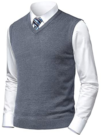 Herothorn Hombre Sin Mangas con Cuello En Casual de Punto Pullover Jerséis Jersey Suéter Chaleco suéter Caballero Suéter Lana Cardigans Tank Tops Mangas Rebecas Chaqueta SuéTer para