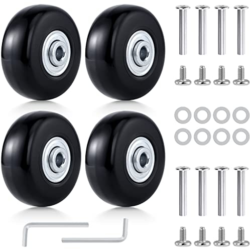 Bomoya 4 Stück Gepäck Koffer Ersatzräder 40/50 Gummi Ersatz Räder Gepäckkoffer Gummi-Lenkrollen Gepäck Kofferrollen Ersatzrollen, Schwarz (45mm)
