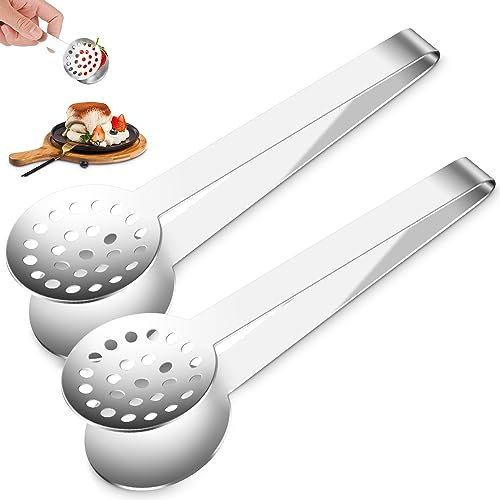 2Pcs Tea Bag Squeezer Tongs Stainless Steel Teabag Squeezer Tool, 6Inch Non-Slip Kitchen Tongs Mini Serving Tong or Kitchen Bar Cooking Tools