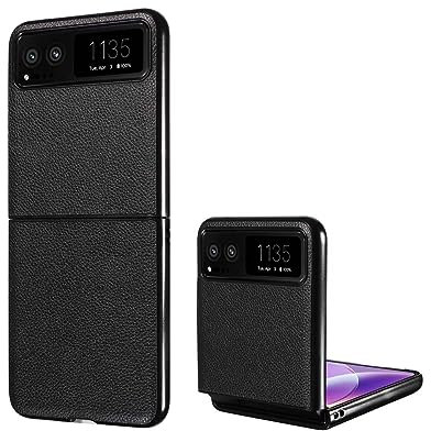 GOKEN Cover per Motorola RAZR 40, Custodia Antiurto in Silicone Soft e Pelle PU, Case Protettiva,Nero