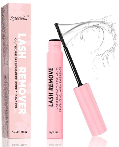 Syloripha Lash Remover Cluster Lash Glue Remover,DIY Individual Eyelash Extensions Lash Adhesive Remover,Eyelash Glue Remover for Cluster Eyelashes,Gentle Soothing,5ml Wand Glue Remover for Home Use
