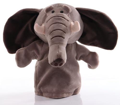 Proumhang Marionette a Mano per Bambini,Morbido Peluche Animale Zoo Marionetta per Bambini,Ragazzi,Ragazze,Grandi Bocche Mobili Elefante 25cm