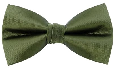 YEHMAN Einfarbige Herren-Fliege mit quadratischem Taschentuch in Geschenkbox, oliv, One size