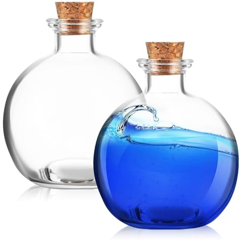 SUPVOX 2 Pack Glass Terrarium Jar with Cork Lid Spherical Plant Display | Clear glass sphere jars with cork lids for DIY terrariums, moss displays, hydroponic plants and creative home decoration