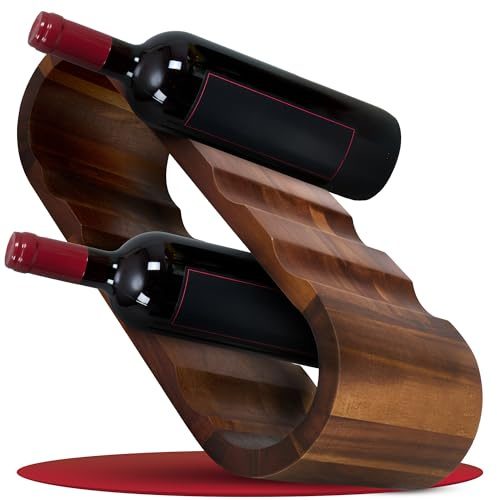 Modernes Weinregal Holz 8 Flaschen – Stilvolles Akazienholz Flaschenregal, 2 Etagen, platzsparend & geölt – Elegantes Regal für Weinflaschen, ideal für Küche, Wohnzimmer & Esszimmer, Geschenk
