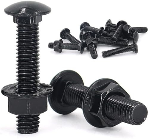 pekifaves 25 Pièces vis de carrosserie M6 x 40 mm en acier inoxydable 304 avec écrou à bride hexagonale noir M6 Boulon Carrosse Boulons