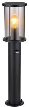 min önskade lampa, vägbelysning med rörelsedetektor i rostfritt stål, svart med rökglas, höjd 60 cm