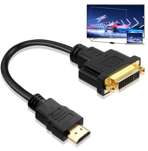 teasteam HDMI to DVI Cable Adapter, Bi-Directional 24+5 DVI Female to HDMI Male High Speed Converter 1080p Full HD 60Hz, Gold Plated Connector for Monitor PC TV Gaming Projector 1ft / 0.3m