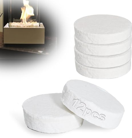KINETOX 12 pièces Meche cheminée Ethanol bioéthanol Éponge en Iaine Céramique 85 x 85 x 25 mm Laine Céramique pour Bioéthanol Laines Brûleur Bioéthanol Cheminée de Table Prolonge la Durée Vie du feu